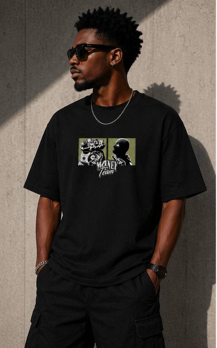 Money team printed oversized T-shirt