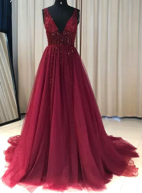 Beaded Prom Dress A-Line, Prom Dresses, Evening Dress, Dance Dress, Graduation School Party Gown  gh2164