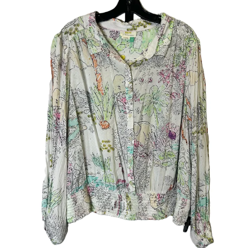 Top Long Sleeve By Maeve In White, Size: 3x