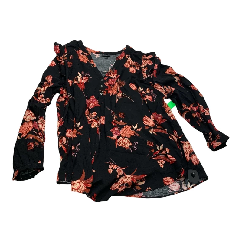 Top Long Sleeve By Torrid In Black & Red, Size: 3x