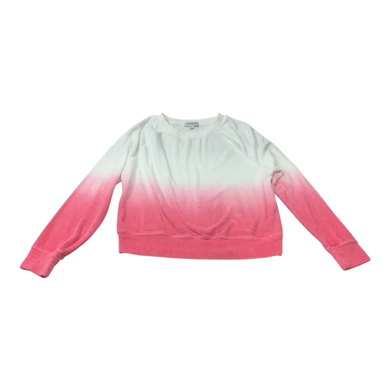 Top Long Sleeve By Evereve In Pink & White, Size: S