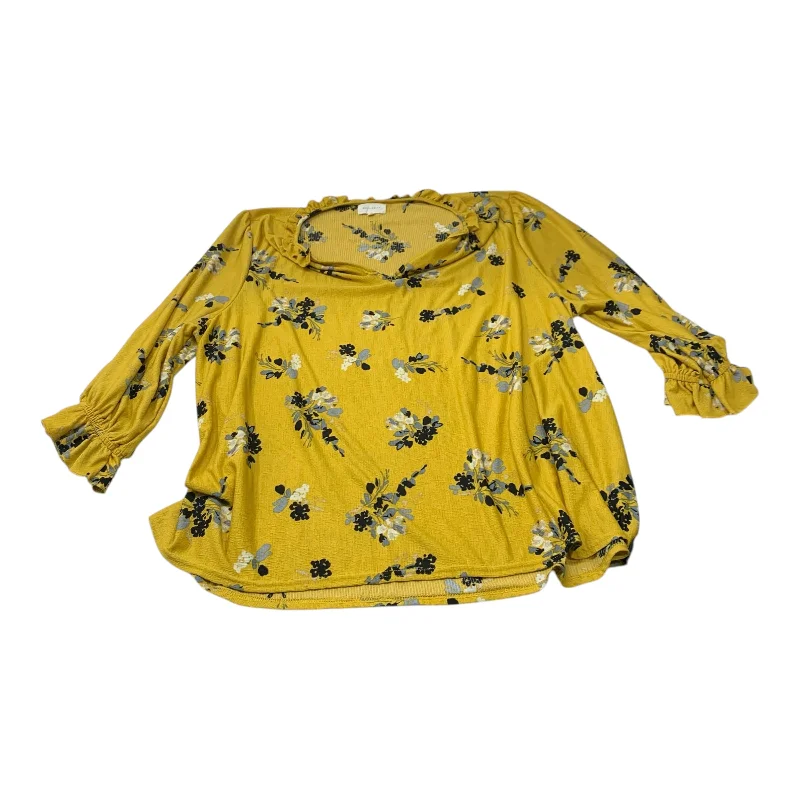 Top Long Sleeve By Melloday In Yellow, Size: 2x