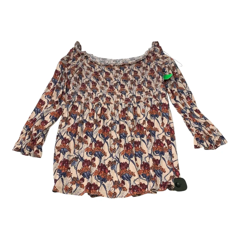 Top Long Sleeve By Melrose And Market In Floral Print, Size: L