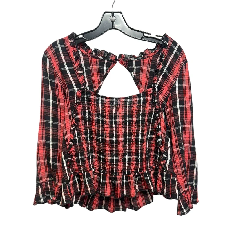 Top Long Sleeve By Free People In Plaid Pattern, Size: L