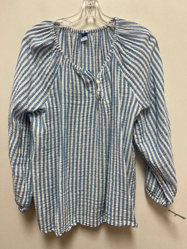 Top Long Sleeve By Old Navy In Blue & White, Size: Xl