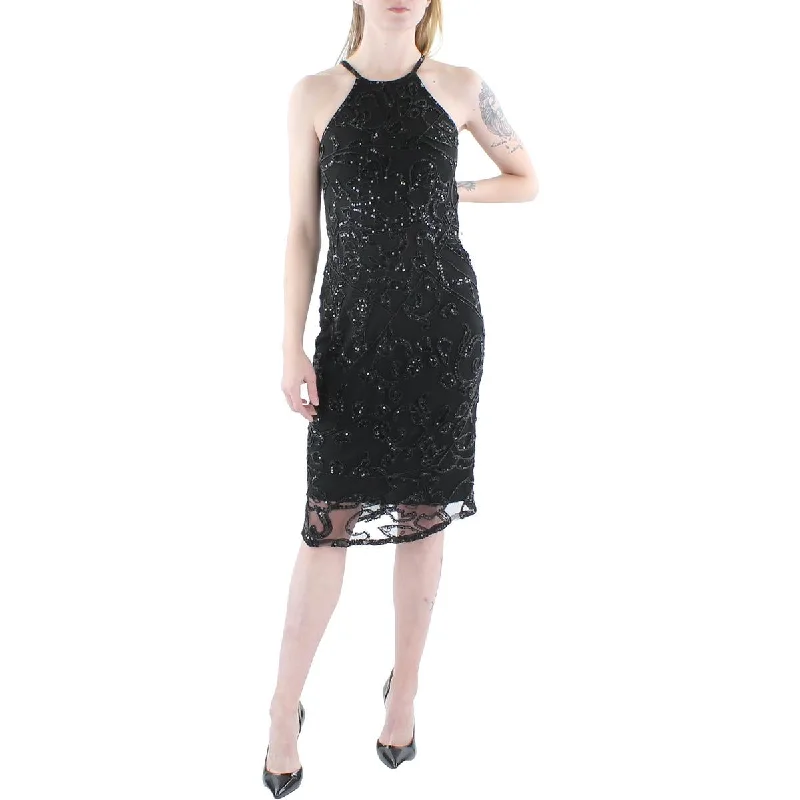 Lauren Ralph Lauren Womens Embellished Halter Cocktail and Party Dress