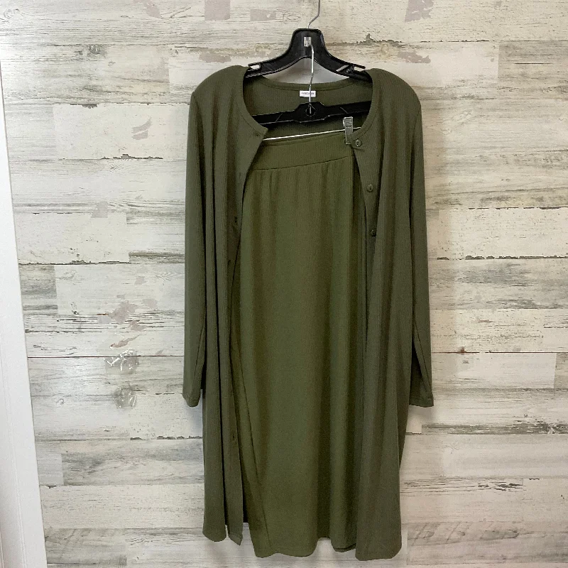 Top 2pc Long Sleeve By Lascana In Green, Size: Xs