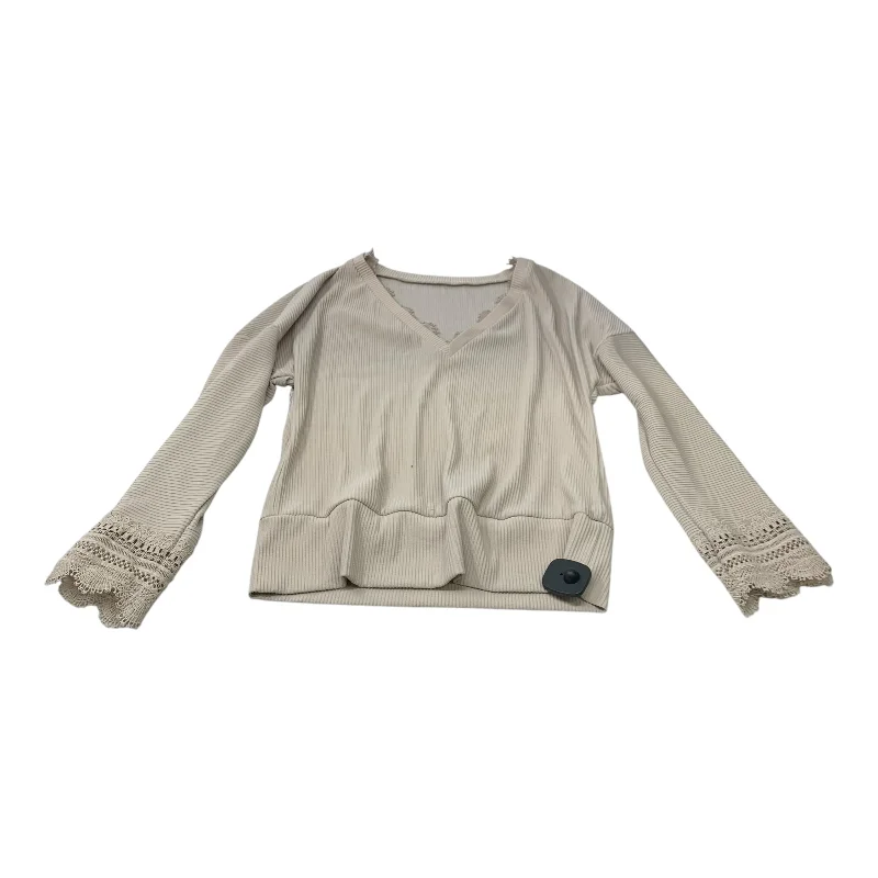 Top Long Sleeve By Shein In Cream, Size: S