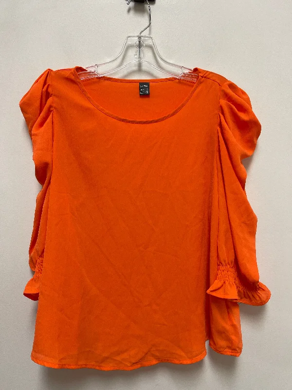 Top Long Sleeve By Shein In Orange, Size: L