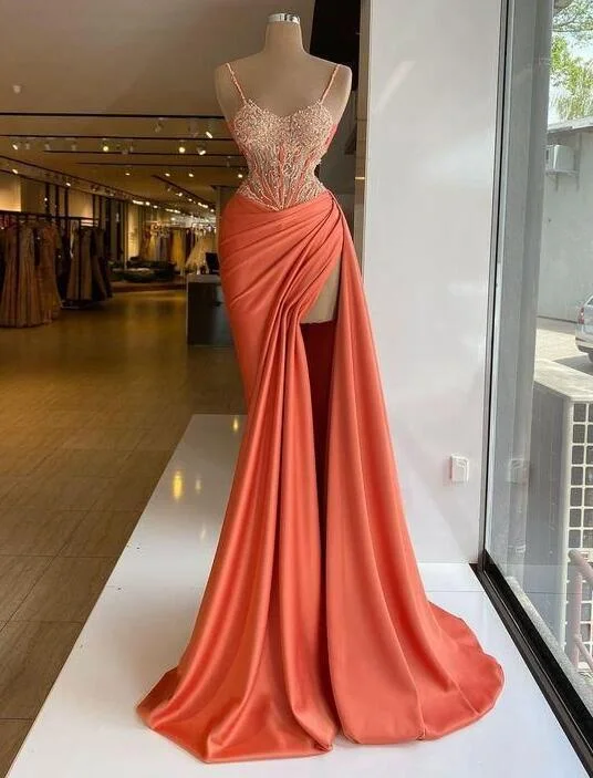 Mermaid Sheath long Evening Dresses with beading, Party Dresses  gh1913