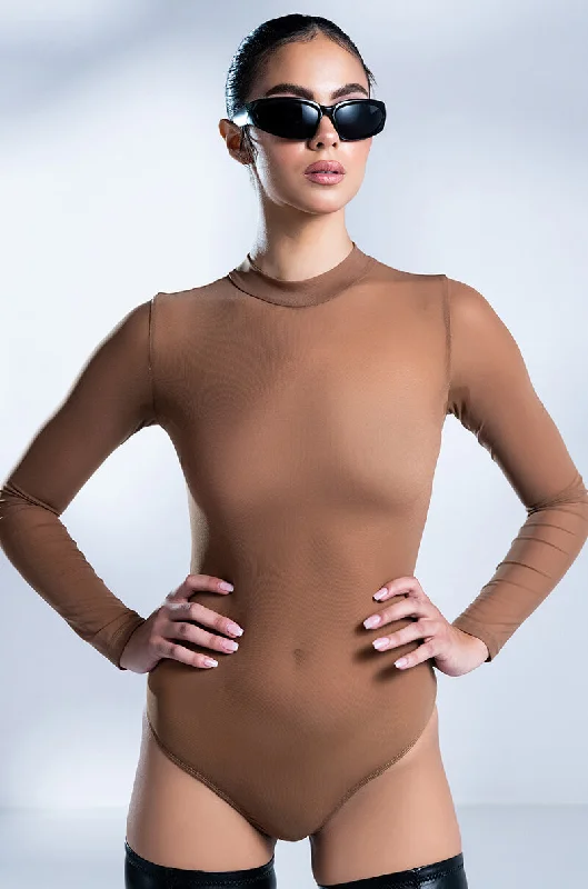 PAXTON SEXY MESH LONG SLEEVE BODYSUIT