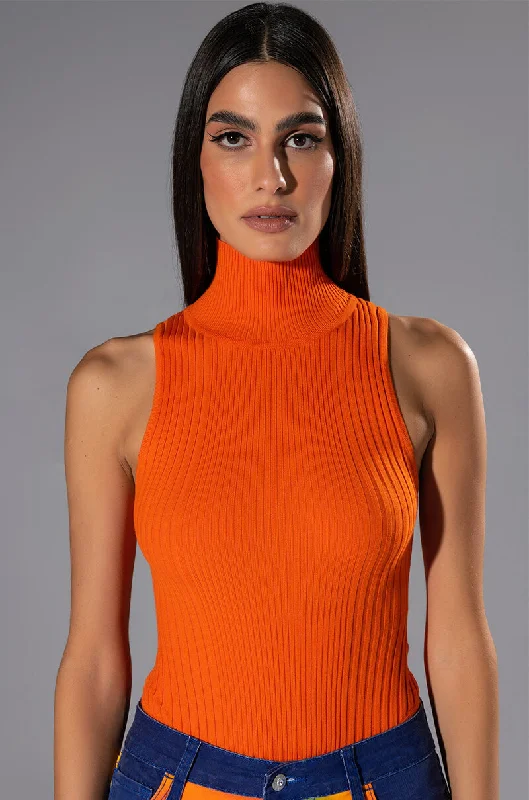 PAXTON SLEEVELESS TURTLENECK RIB BODYSUIT