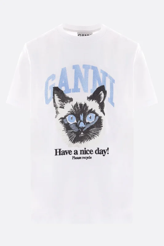 Cat print cotton t-shirt