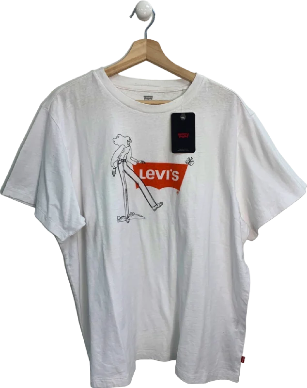 Levi's White Graphic T-Shirt with Cartoon Print XL