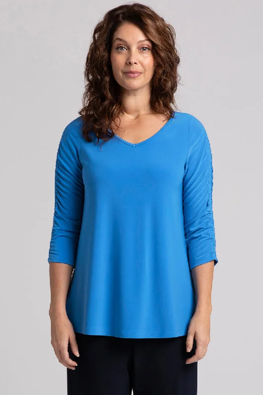 Revelry Top with Rusched Sleeve | Marine