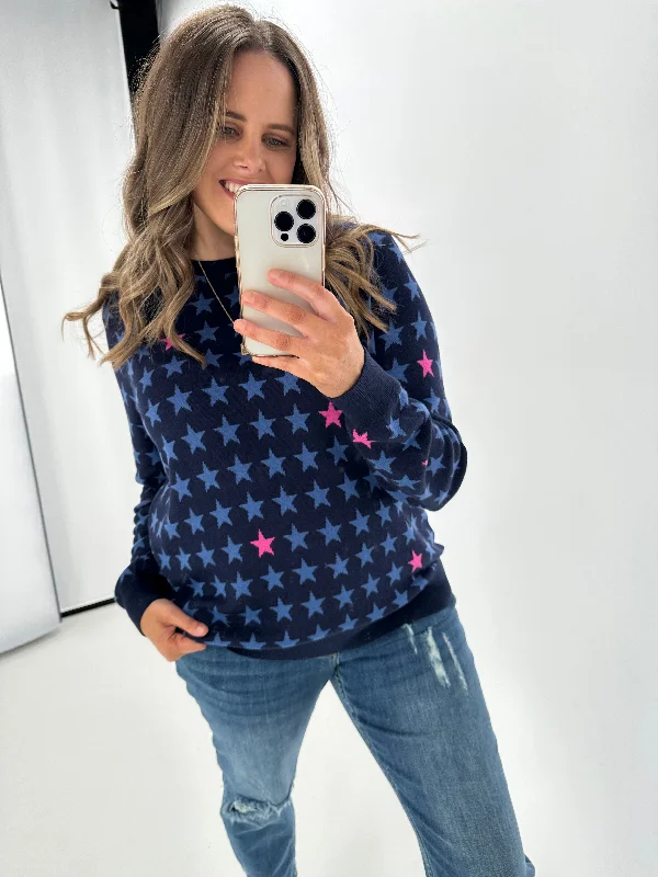 Sugarhill Brighton Rosie Jumper Colourpop Stars Navy