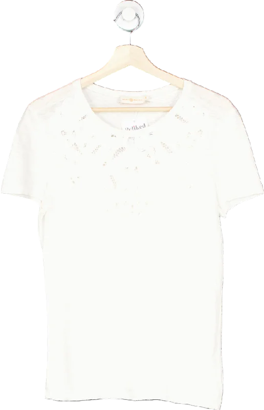 Tory Burch White Linen T-Shirt M