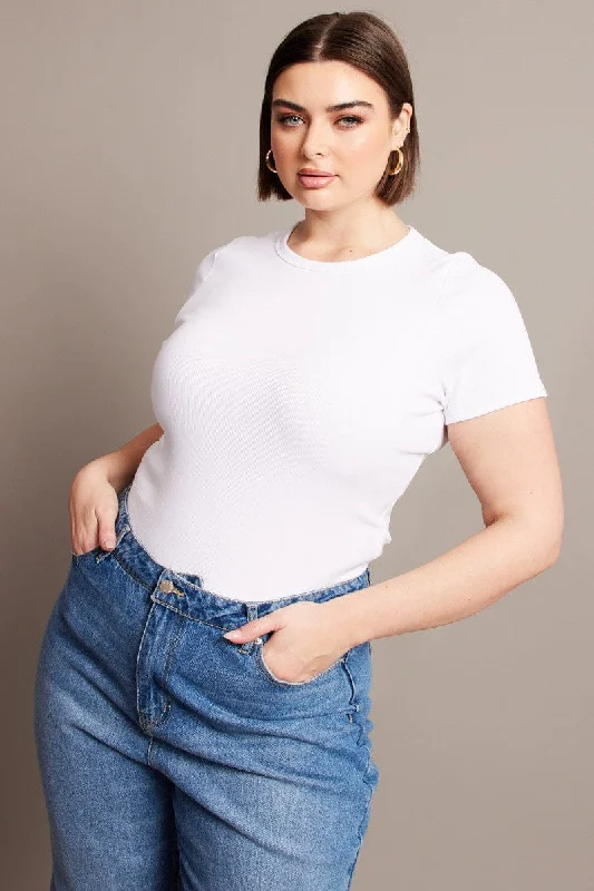 White T-shirt Short Sleeve Round Neck