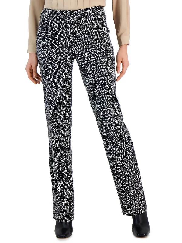 Womens Printed Textured Straight Leg Pants