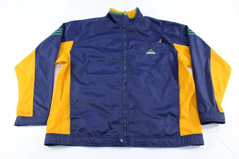 90's Adidas Embroidered Logo Navy Blue, Orange, Green Zip Up Jacket