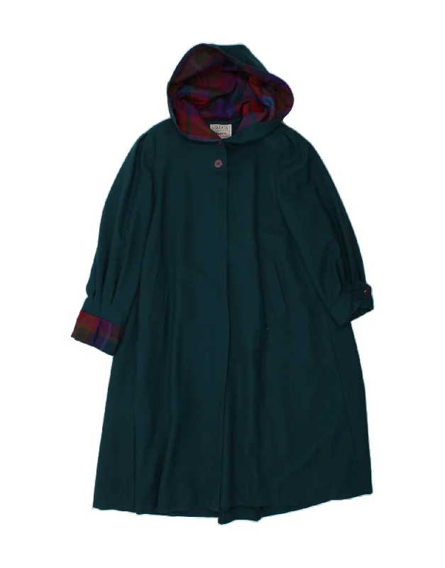 AVOCA Womens Oversized Hooded Overcoat UK 14 Medium Green New Wool