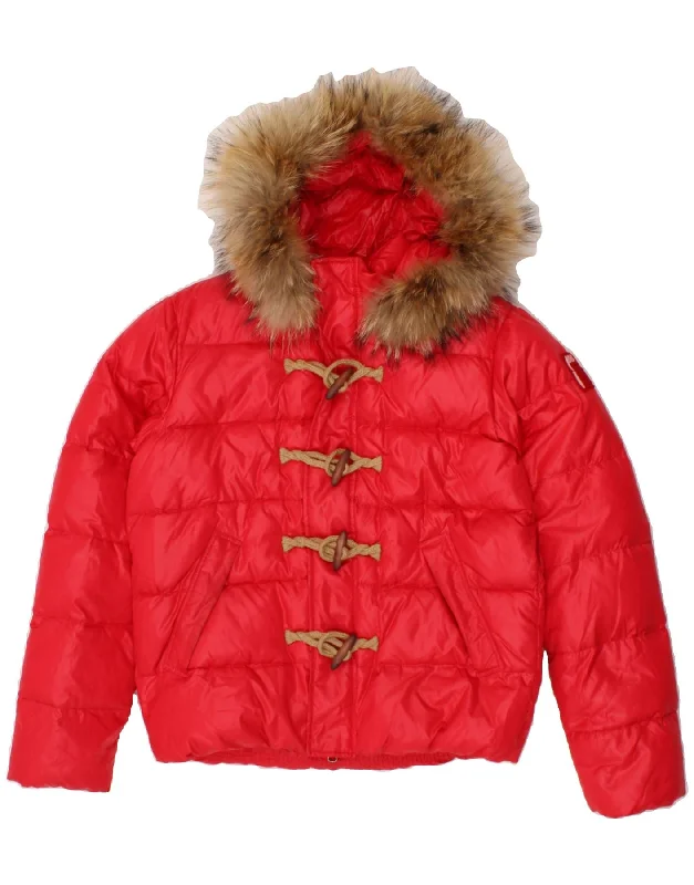 BOMB BOOGIE Womens Hooded Padded Jacket UK 14 Medium Red Polyester