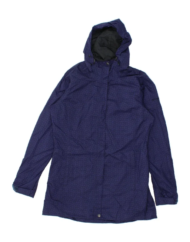 COLUMBIA Womens Omni-Tech Hooded Rain Jacket UK 16 Large Navy Blue