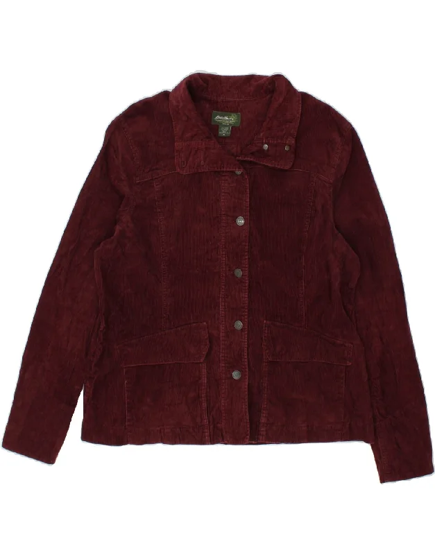 EDDIE BAUER Womens Corduroy Jacket UK 18 XL Maroon Cotton