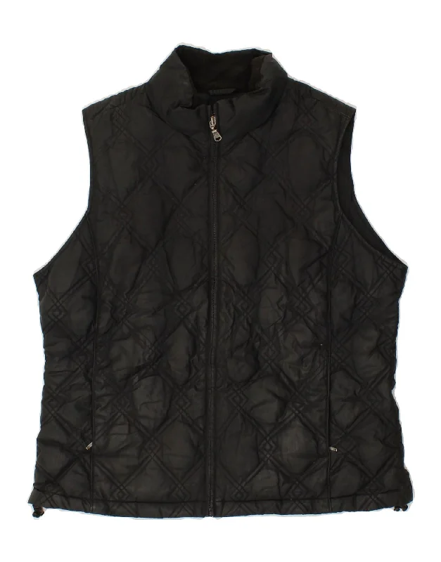 EDDIE BAUER Womens Quilted Gilet UK 16 Large Black Polyester