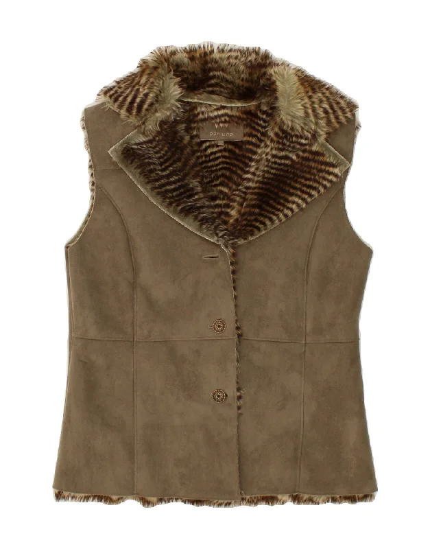 PER UNA Womens Sherpa Gilet UK 10 Small Grey Polyester