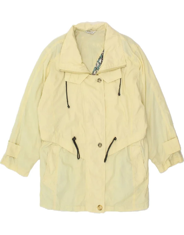 VINTAGE Womens Raincoat EU 38 Medium Yellow Polyester