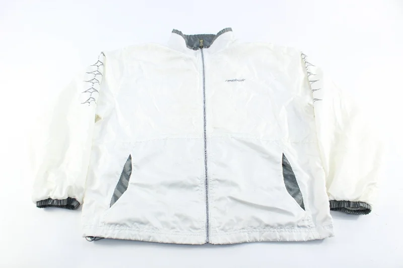 Youth Reebok Embroidered Logo White & Grey Zip Up Jacket