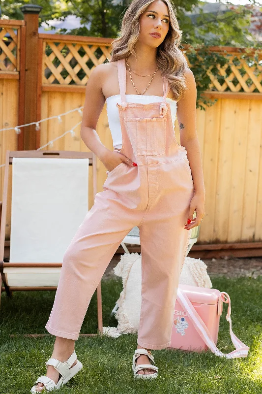 Osmond Knotted Strap Zenana Overalls (Pink)