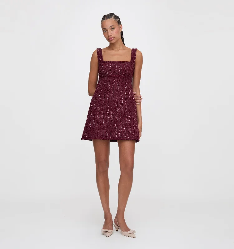 The Bennett Dress - Burgundy Tweed