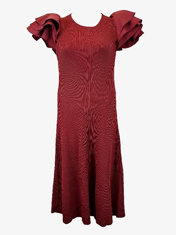 Aje Mahogany Puff Sleeve Midi Dress Size L