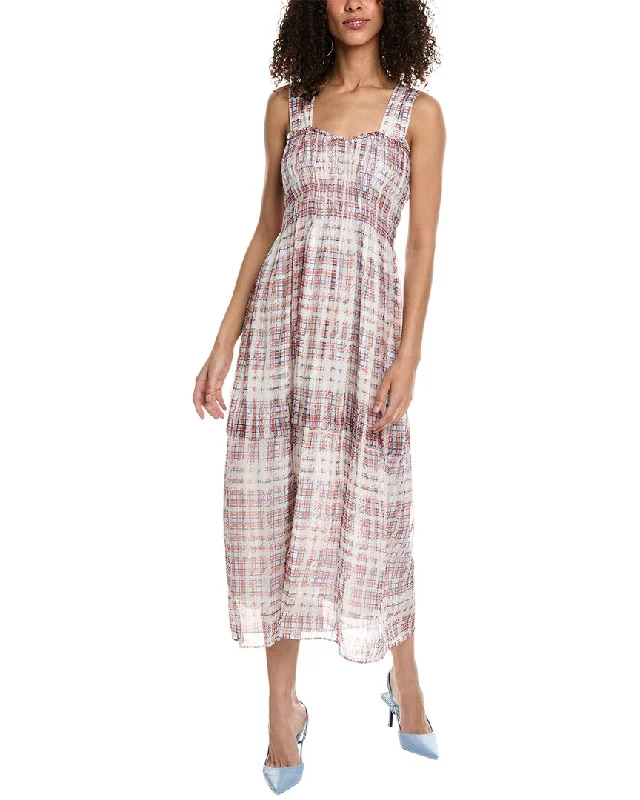 Burberry Scribble Check Silk Maxi Dress