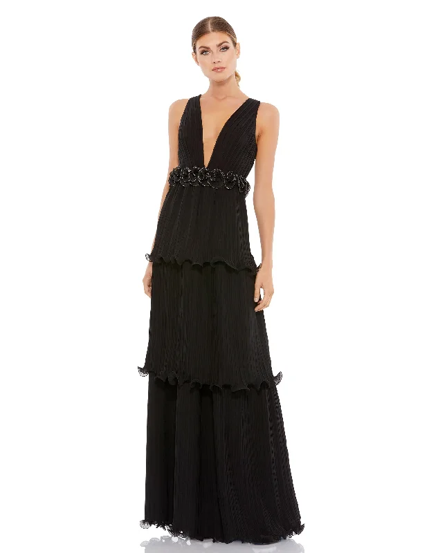 Rosette Ruffle Layered Maxi Dress