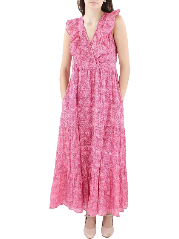 Womens Printed Maxi Fit & Flare Dress