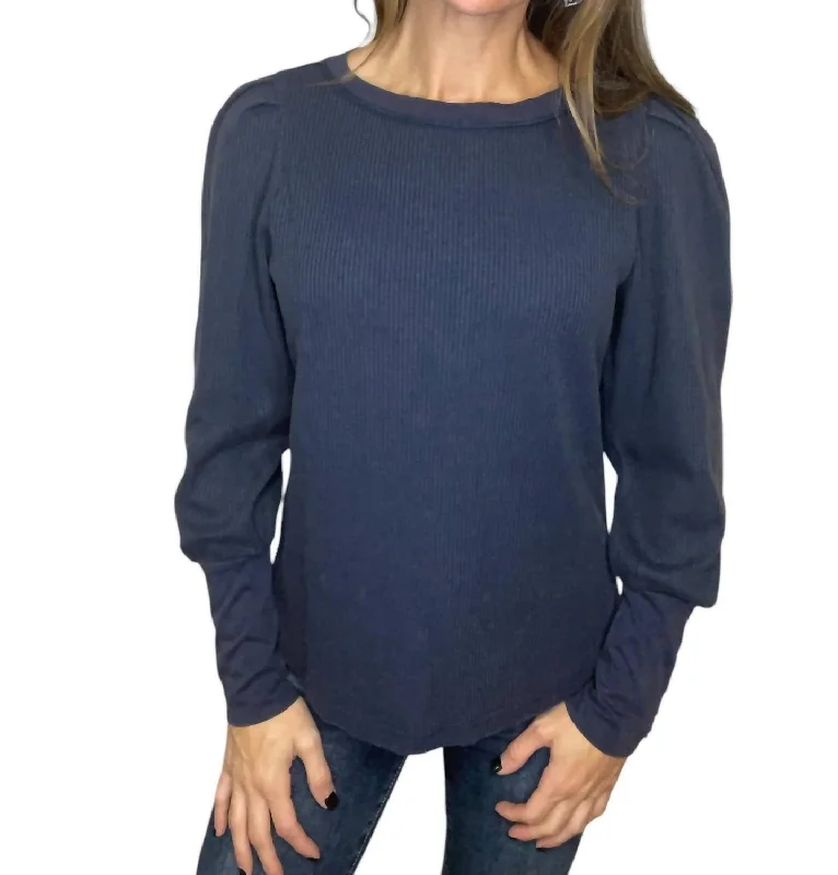 Engrid Thermal Top In Washed Navy