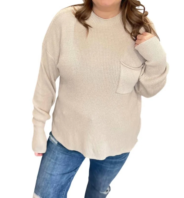 Essential Mock Neck Sweater In Beige