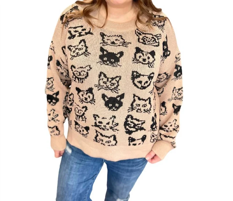 Feline Fine Sweater In Natural Heather