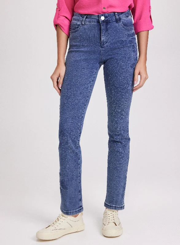 Floral Embroidered Straight-Leg Jeans