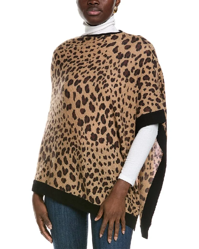 Forte Cashmere Animal Print Drape Cashmere Poncho