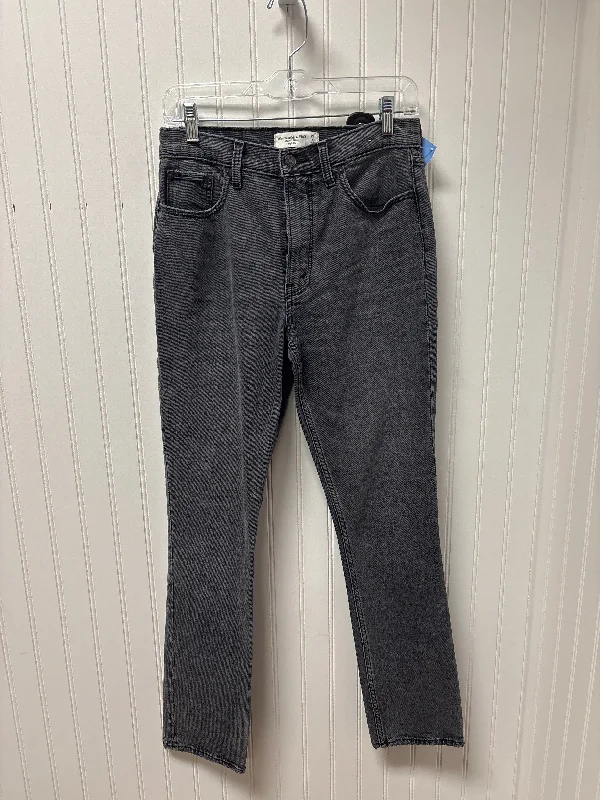 Jeans Straight By Abercrombie And Fitch In Black Denim, Size: 6