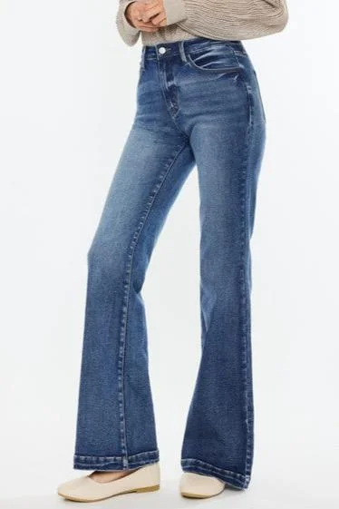 Kan Can High Rise Dark Wash Wide Leg Flare Jeans