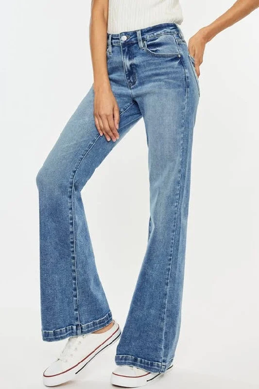 Kan Can High Rise Medium Wash Wide Leg Flare Jeans