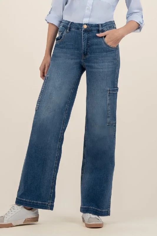 KUT Jodi High Rise Wed Leg Cargo Pocket Jeans