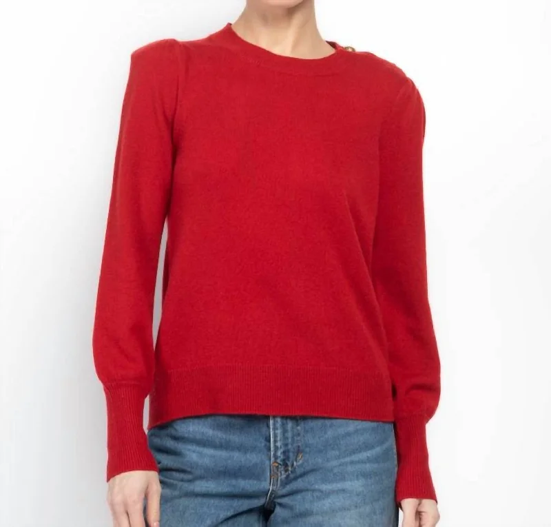 Nelia Cashmere Pullover In Crimson