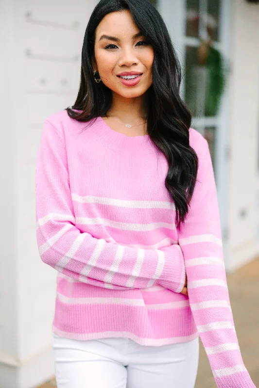 New Days Ahead Pink Striped Sweater