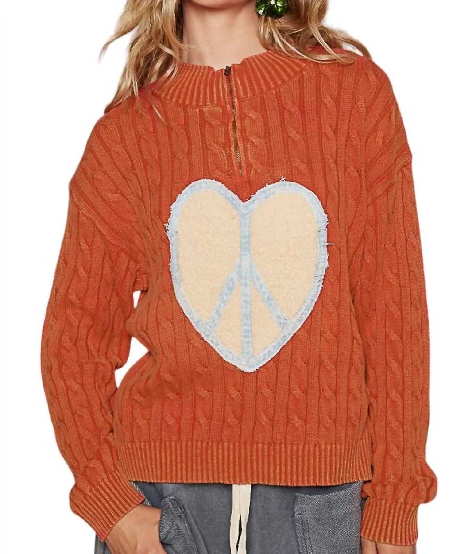 Peaceful Heart Sweater In Apple Red